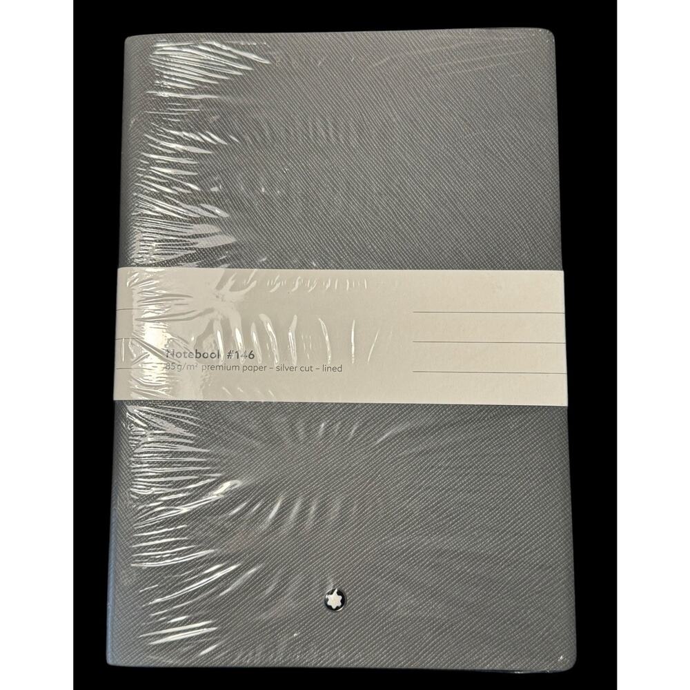 Montblanc Fine Stationery Notebook 146 Silver Cut Lined Sheets Gray Cover M16141